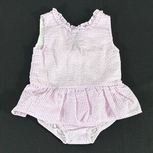 Ruffled Seersucker Baby One-Piece - Pink